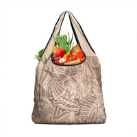Pink Gradient Polynesia Grocery Bag Hawaiian Tribal Hammerhead Shark Tattoo