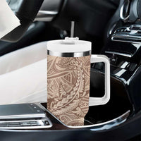Pink Gradient Polynesia Tumbler With Handle Hawaiian Tribal Hammerhead Shark Tattoo