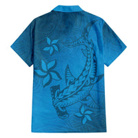 Blue Gradient Polynesia Family Matching Long Sleeve Bodycon Dress and Hawaiian Shirt Hawaiian Tribal Hammerhead Shark Tattoo LT14 - Polynesian Pride