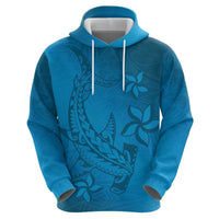Blue Gradient Polynesia Hoodie Hawaiian Tribal Hammerhead Shark Tattoo