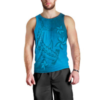 Blue Gradient Polynesia Men Tank Top Hawaiian Tribal Hammerhead Shark Tattoo LT14 - Polynesian Pride