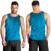 Blue Gradient Polynesia Men Tank Top Hawaiian Tribal Hammerhead Shark Tattoo LT14 - Polynesian Pride