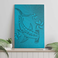 Dark Cyan Gradient Polynesia Canvas Wall Art Hawaiian Tribal Hammerhead Shark Tattoo