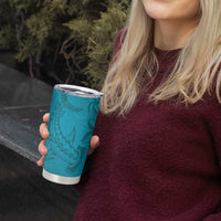 Dark Cyan Gradient Polynesia Tumbler Cup Hawaiian Tribal Hammerhead Shark Tattoo