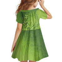 Green Gradient Polynesia Family Matching Short Sleeve Bodycon Dress and Hawaiian Shirt Hawaiian Tribal Hammerhead Shark Tattoo LT14 - Polynesian Pride