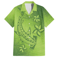 Green Gradient Polynesia Family Matching Short Sleeve Bodycon Dress and Hawaiian Shirt Hawaiian Tribal Hammerhead Shark Tattoo LT14 Dad's Shirt - Short Sleeve Green - Polynesian Pride