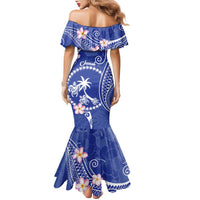 FSM Chuuk Constitution Day Family Matching Mermaid Dress and Hawaiian Shirt Frangipani Flowers Polynesian Curves Style LT14 - Polynesian Pride