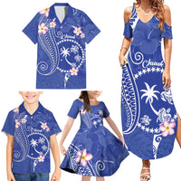 FSM Chuuk Constitution Day Family Matching Summer Maxi Dress and Hawaiian Shirt Frangipani Flowers Polynesian Curves Style LT14 - Polynesian Pride