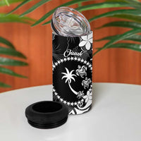 FSM Chuuk 4 in 1 Can Cooler Tumbler Turtle Tropical Flowers Polynesian - Black LT14 - Polynesian Pride