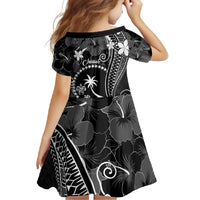 FSM Chuuk Family Matching Off Shoulder Maxi Dress and Hawaiian Shirt Turtle Tropical Flowers Polynesian - Black LT14 - Polynesian Pride