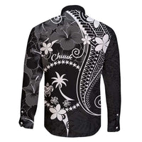 FSM Chuuk Family Matching Summer Maxi Dress and Hawaiian Shirt Turtle Tropical Flowers Polynesian - Black LT14 - Polynesian Pride