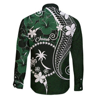 FSM Chuuk Family Matching Tank Maxi Dress and Hawaiian Shirt Turtle Tropical Flowers Polynesian - Green LT14 - Polynesian Pride