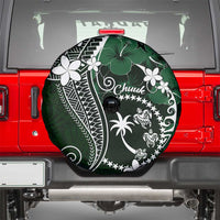 FSM Chuuk Spare Tire Cover Turtle Tropical Flowers Polynesian - Green LT14 - Polynesian Pride