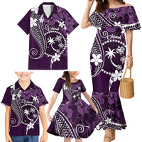 FSM Chuuk Family Matching Mermaid Dress and Hawaiian Shirt Turtle Tropical Flowers Polynesian - Purple LT14 - Polynesian Pride