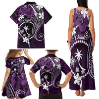FSM Chuuk Family Matching Tank Maxi Dress and Hawaiian Shirt Turtle Tropical Flowers Polynesian - Purple LT14 - Polynesian Pride
