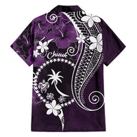 FSM Chuuk Family Matching Tank Maxi Dress and Hawaiian Shirt Turtle Tropical Flowers Polynesian - Purple LT14 - Polynesian Pride