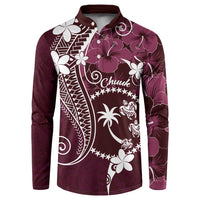 FSM Chuuk Button Sweatshirt Turtle Tropical Flowers Polynesian - Pink LT14 Pink - Polynesian Pride