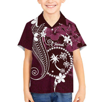 FSM Chuuk Family Matching Long Sleeve Bodycon Dress and Hawaiian Shirt Turtle Tropical Flowers Polynesian - Pink LT14 Son's Shirt Pink - Polynesian Pride