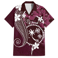 FSM Chuuk Family Matching Off The Shoulder Long Sleeve Dress and Hawaiian Shirt Turtle Tropical Flowers Polynesian - Pink LT14 Dad's Shirt - Short Sleeve Pink - Polynesian Pride