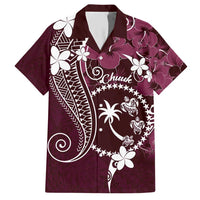 FSM Chuuk Family Matching Short Sleeve Bodycon Dress and Hawaiian Shirt Turtle Tropical Flowers Polynesian - Pink LT14 Dad's Shirt - Short Sleeve Pink - Polynesian Pride