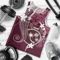 FSM Chuuk Men Tank Top Turtle Tropical Flowers Polynesian - Pink