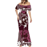 FSM Chuuk Mermaid Dress Turtle Tropical Flowers Polynesian - Pink LT14 - Polynesian Pride