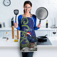 Personalized New Zealand Pukeko Christmas Apron Meri Kirihimete Taniko Ponga Koru Blue - Polynesian Pride