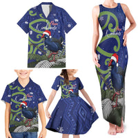 Personalized New Zealand Pukeko Christmas Family Matching Tank Maxi Dress and Hawaiian Shirt Meri Kirihimete Taniko Ponga Koru Blue LT14 - Polynesian Pride