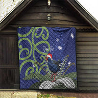 Personalized New Zealand Pukeko Christmas Quilt Meri Kirihimete Taniko Ponga Koru Blue - Polynesian Pride