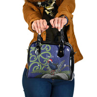 Personalized New Zealand Pukeko Christmas Shoulder Handbag Meri Kirihimete Taniko Ponga Koru Blue - Polynesian Pride