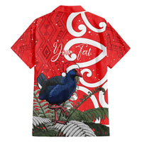 Personalized New Zealand Pukeko Christmas Family Matching Long Sleeve Bodycon Dress and Hawaiian Shirt Meri Kirihimete Taniko Ponga Koru Red LT14 - Polynesian Pride