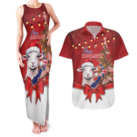 Personalized New Zealand Sheep Christmas Couples Matching Tank Maxi Dress and Hawaiian Shirt Hipi Meri Kirihimete Silver Fern Xmas Tree - Polynesian Pride