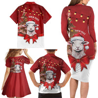 Personalized New Zealand Sheep Christmas Family Matching Long Sleeve Bodycon Dress and Hawaiian Shirt Hipi Meri Kirihimete Silver Fern Xmas Tree LT14 - Polynesian Pride
