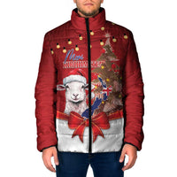 Personalized New Zealand Sheep Christmas Padded Jacket Hipi Meri Kirihimete Silver Fern Xmas Tree - Polynesian Pride