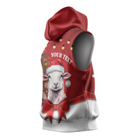 Personalized New Zealand Sheep Christmas Sleeveless Hoodie Hipi Meri Kirihimete Silver Fern Xmas Tree - Polynesian Pride