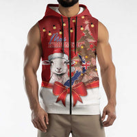 Personalized New Zealand Sheep Christmas Sleeveless Zip Hoodie Hipi Meri Kirihimete Silver Fern Xmas Tree LT14 - Polynesian Pride