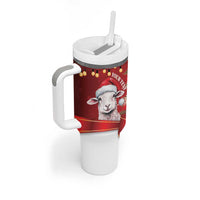 Personalized New Zealand Sheep Christmas Tumbler With Handle Hipi Meri Kirihimete Silver Fern Xmas Tree - Polynesian Pride