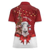Personalized New Zealand Sheep Christmas Women Polo Shirt Hipi Meri Kirihimete Silver Fern Xmas Tree LT14 - Polynesian Pride