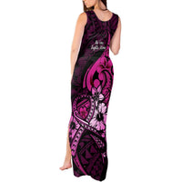 Polynesia Breast Cancer Awareness Tank Maxi Dress Think Pink Polynesian Ribbon Black Version LT14 - Polynesian Pride