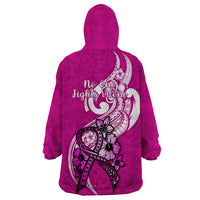 Polynesia Breast Cancer Awareness Wearable Blanket Hoodie Think Pink Polynesian Ribbon White Version LT14 - Polynesian Pride