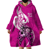 Polynesia Breast Cancer Awareness Wearable Blanket Hoodie Think Pink Polynesian Ribbon White Version LT14 - Polynesian Pride