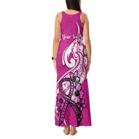 Personalised Polynesia Breast Cancer Awareness Tank Maxi Dress Think Pink Polynesian Ribbon White Version LT14 - Polynesian Pride