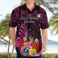 Presonalised Tonga Breast Cancer Awareness Hawaiian Shirt Pink Ribbon Brave Strong Warrior Tongan Ngatu Pattern LT14 - Polynesian Pride