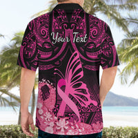 Presonalised Tonga Breast Cancer Awareness Hawaiian Shirt Pink Ribbon Brave Strong Warrior Tongan Ngatu Pattern LT14 - Polynesian Pride