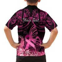Presonalised Tonga Breast Cancer Awareness Hawaiian Shirt Pink Ribbon Brave Strong Warrior Tongan Ngatu Pattern LT14 - Polynesian Pride