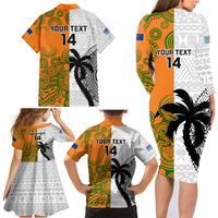 Custom Fiji And Australia Rugby Family Matching Long Sleeve Bodycon Dress and Hawaiian Shirt 2023 World Cup Aboriginal Mix Tapa Pattern LT14 - Polynesian Pride