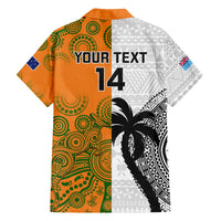 Custom Fiji And Australia Rugby Family Matching Off Shoulder Short Dress and Hawaiian Shirt 2023 World Cup Aboriginal Mix Tapa Pattern LT14 - Polynesian Pride
