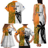 Custom Fiji And Australia Rugby Family Matching Tank Maxi Dress and Hawaiian Shirt 2023 World Cup Aboriginal Mix Tapa Pattern LT14 - Polynesian Pride