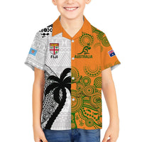 Custom Fiji And Australia Rugby Hawaiian Shirt 2023 World Cup Aboriginal Mix Tapa Pattern LT14 - Polynesian Pride
