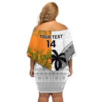 Custom Fiji And Australia Rugby Off Shoulder Short Dress 2023 World Cup Aboriginal Mix Tapa Pattern LT14 - Polynesian Pride